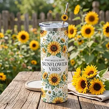 Sunflower Vibes stainless steel tumbler