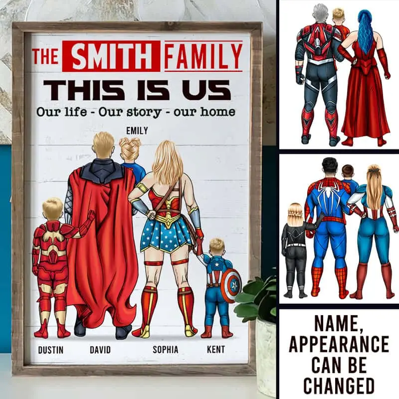 Superhero Personalized Family Wall Art