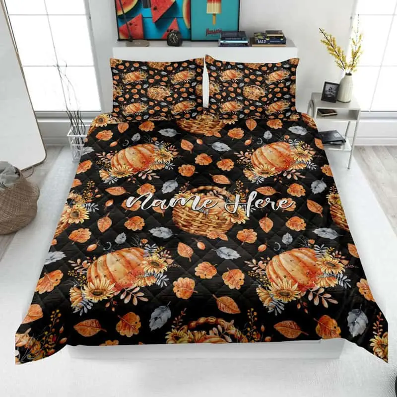 Fall Pumpkin Bedding Set Blanket