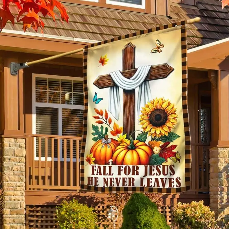 Fall Jesus Cross Flag