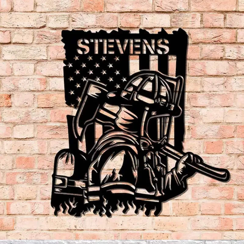 Personalized Firefighter Metal Art