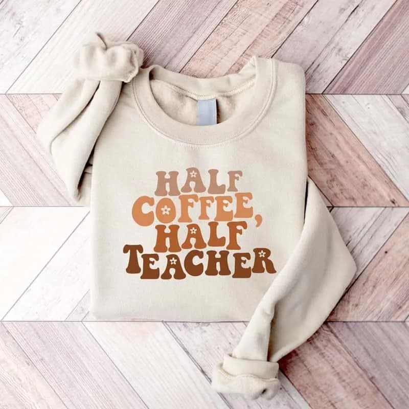 Half Coffee Half Teacher Shirt