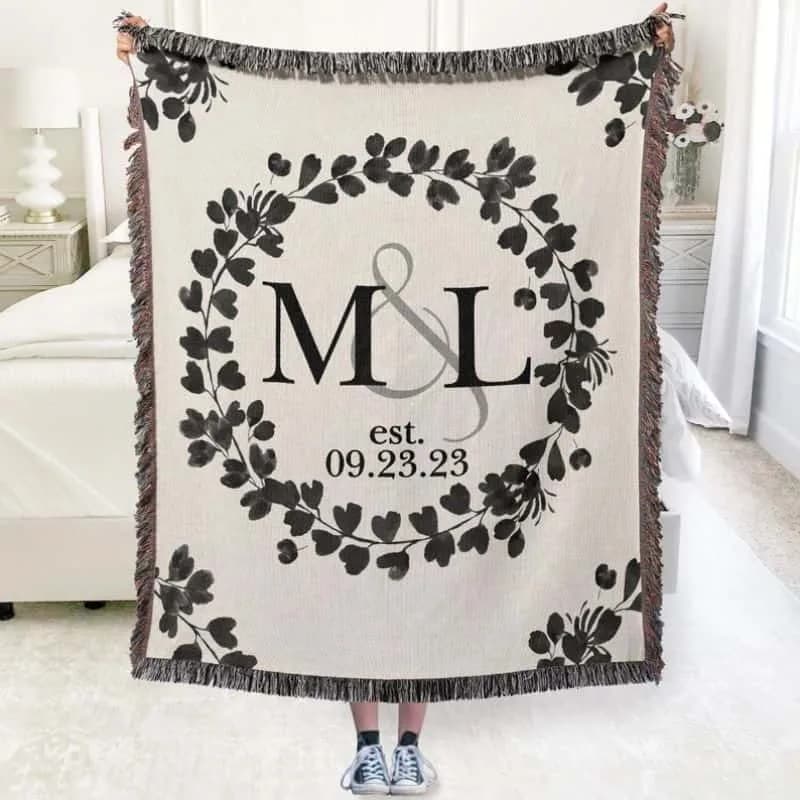 Personalized Cotton Throw Blanket Gift
