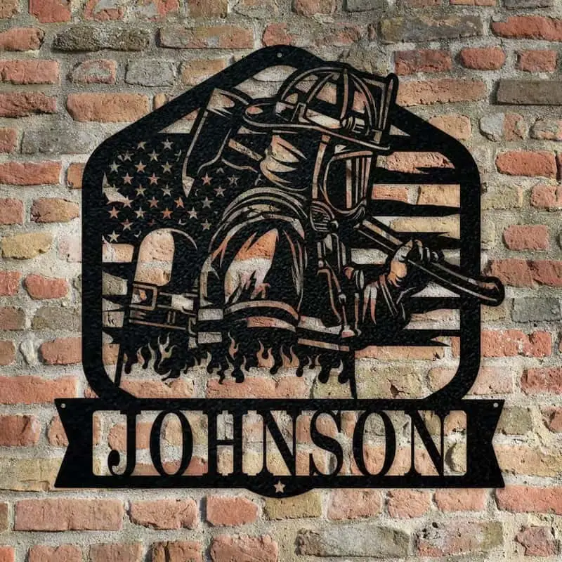 Personalized Firefighter Metal Sign