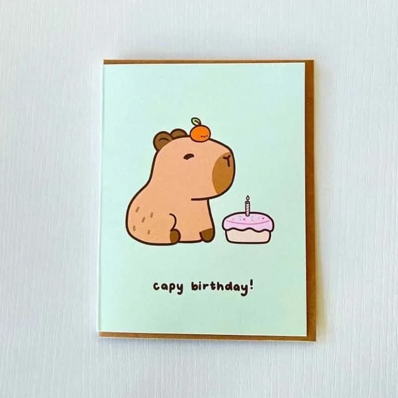 Cute Capybara Birthday Card